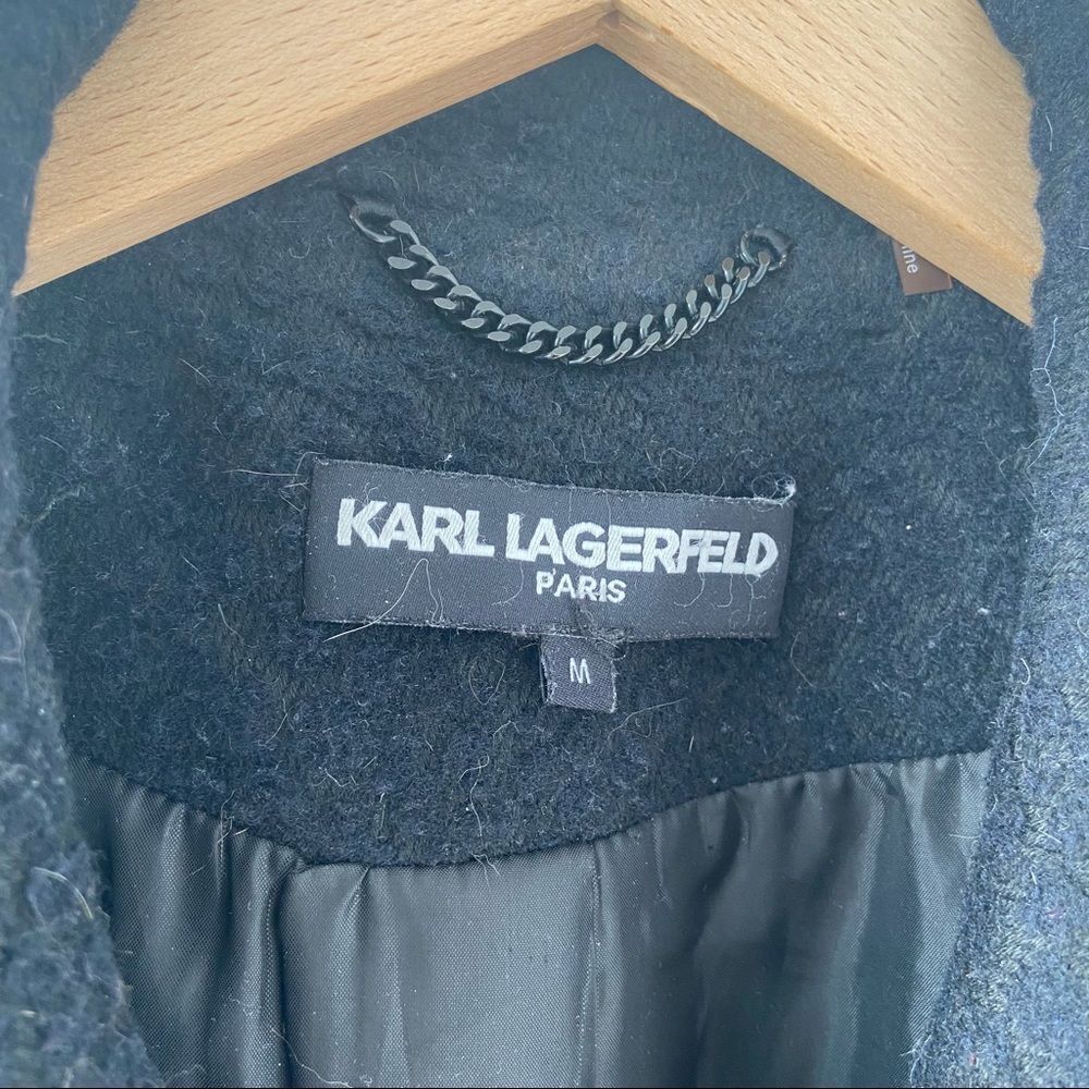 Karl Lagerfeld Navy Wool Pea Coat Size Medium - Picture 4 of 6